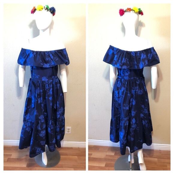 Kate Spade Hibiscus Off the Shoulder Cotton Dress - Picture 2 of 8